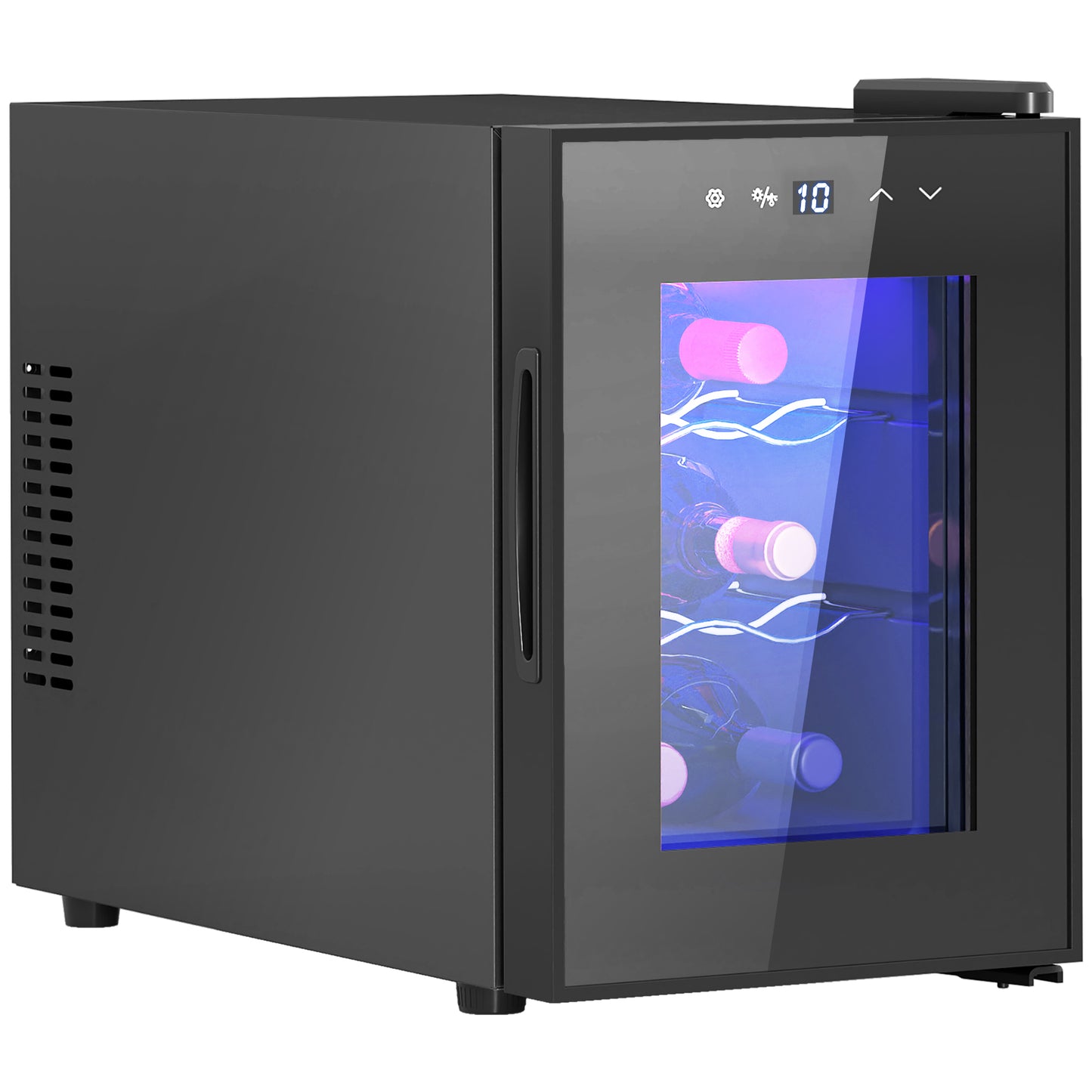 Mini Drinks and Wine Fridge, Freestanding Wine Cooler Fridge, 8 Bottle, Black