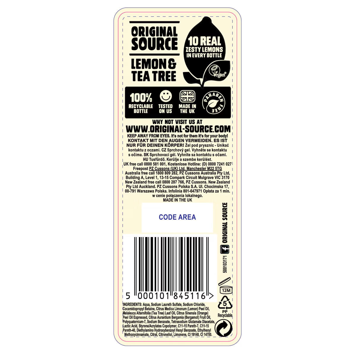 Zesty Lemon Shower Gel, 6 X 250Ml