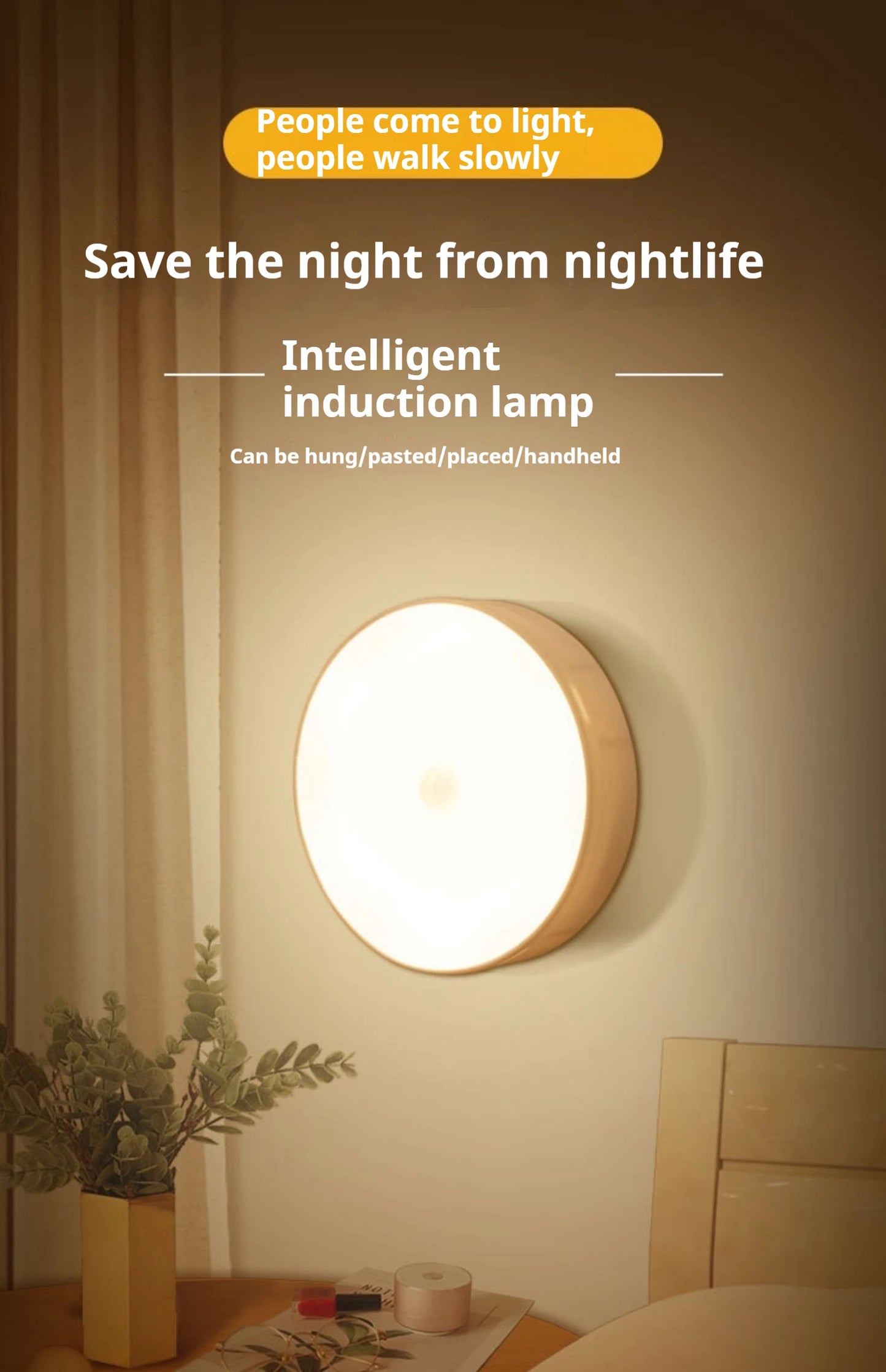 Motion Sensor Night Light – Wireless LED Lamp for Bedroom, Stairs & Closet