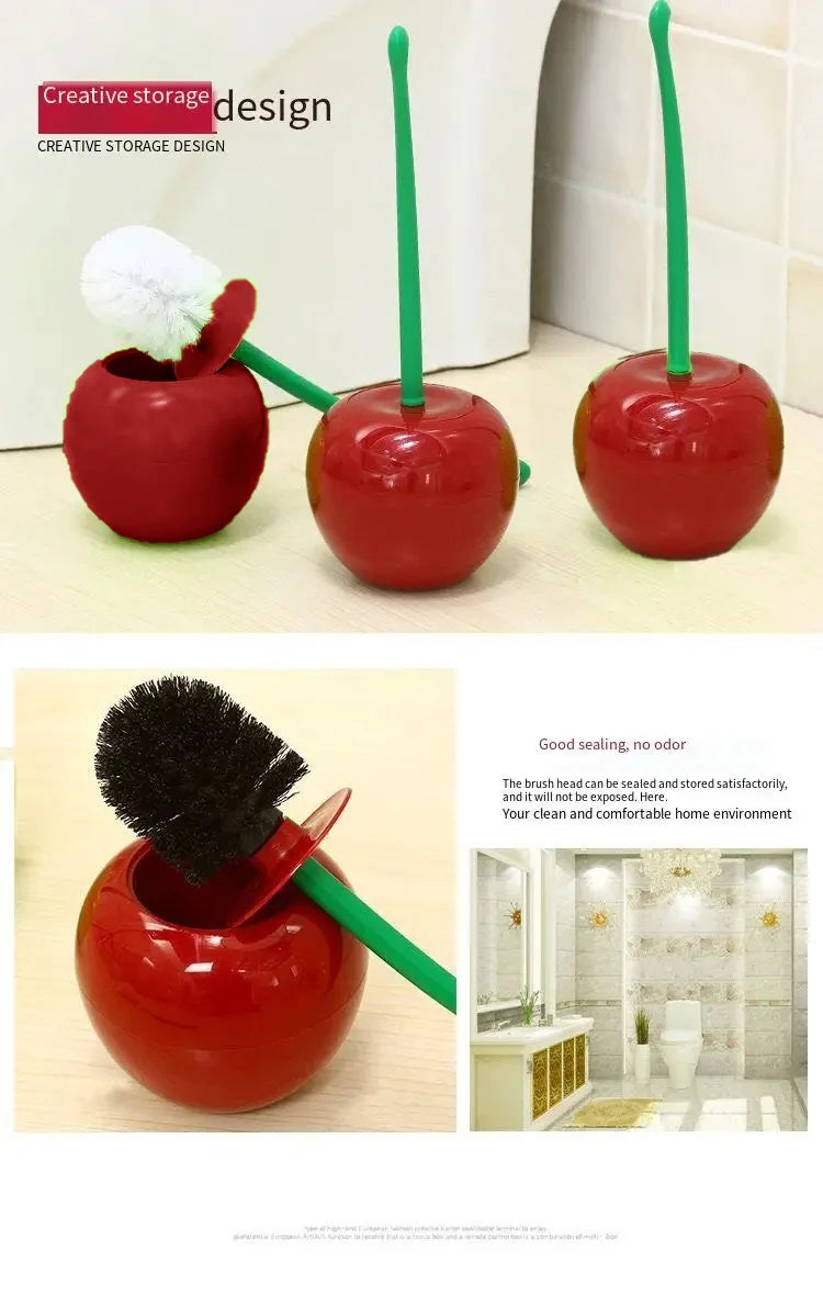 Cherry-Shaped Toilet Brush Set – Creative Bathroom Cleaner with Holder