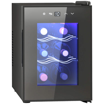 Mini Drinks and Wine Fridge, Freestanding Wine Cooler Fridge, 8 Bottle, Black