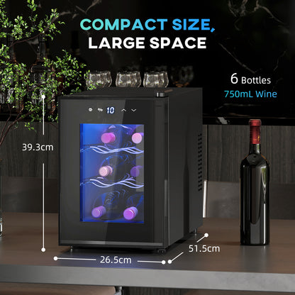 Mini Drinks and Wine Fridge, Freestanding Wine Cooler Fridge, 8 Bottle, Black