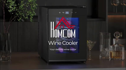 Mini Drinks and Wine Fridge, Freestanding Wine Cooler Fridge, 8 Bottle, Black
