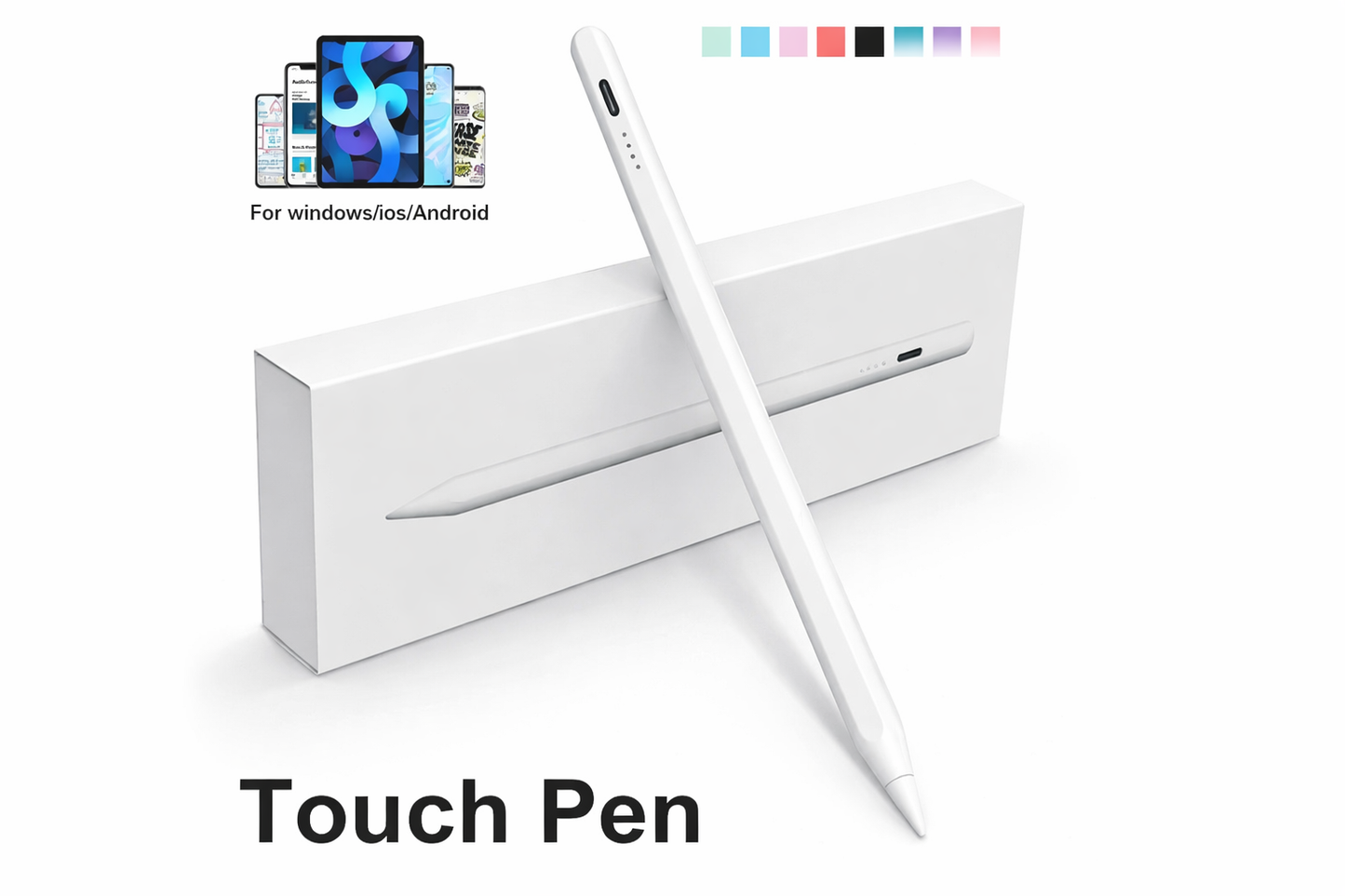 Stylus Pen for iPad – Palm Rejection, Power Display & Precision Drawing (Apple Pencil Compatible)