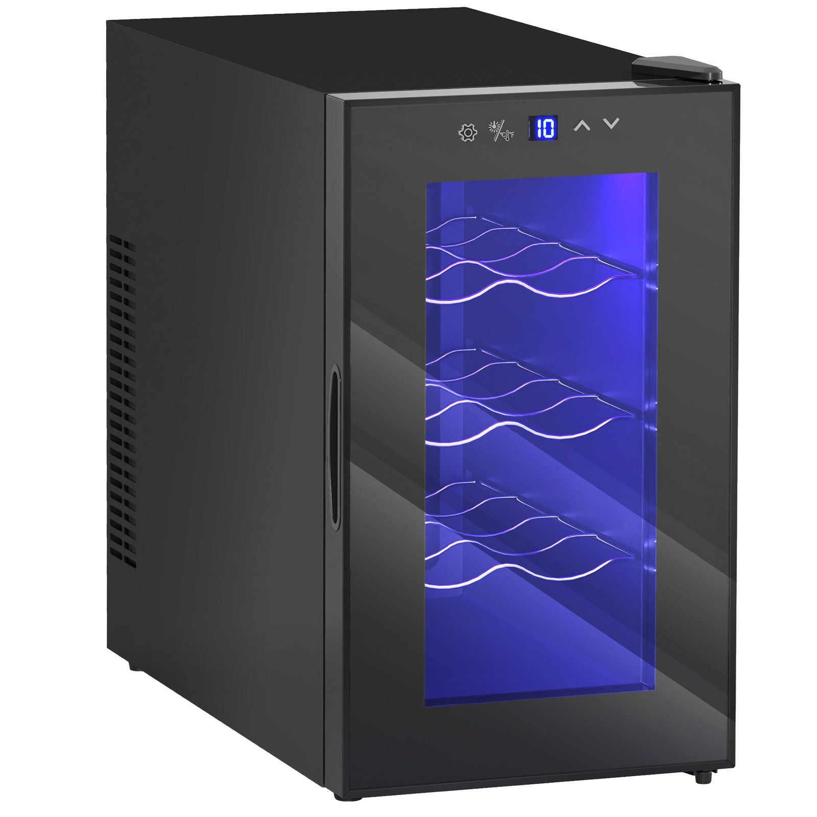 Mini Drinks and Wine Fridge, Freestanding Wine Cooler Fridge, 8 Bottle, Black