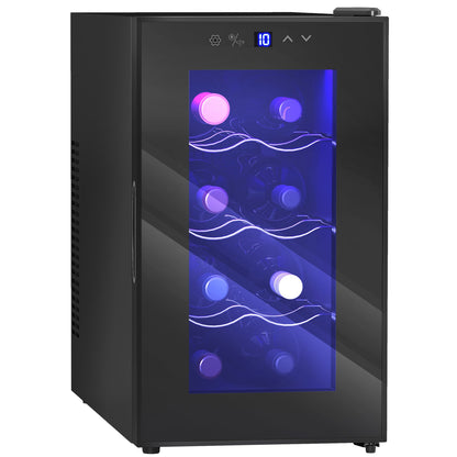 Mini Drinks and Wine Fridge, Freestanding Wine Cooler Fridge, 8 Bottle, Black