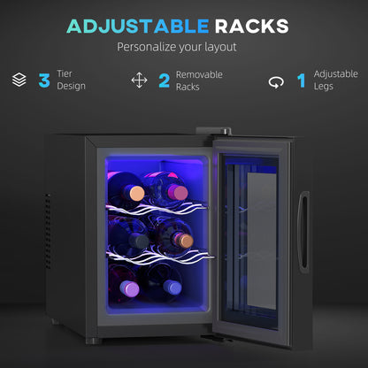 Mini Drinks and Wine Fridge, Freestanding Wine Cooler Fridge, 8 Bottle, Black