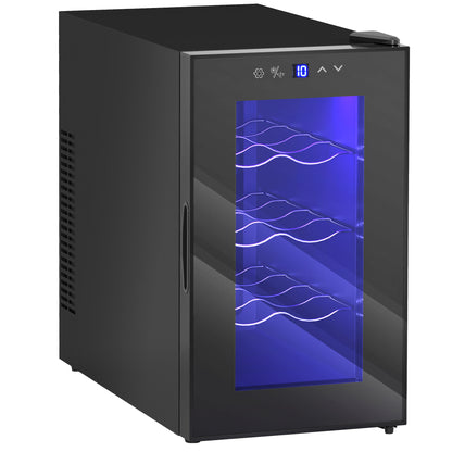 Mini Drinks and Wine Fridge, Freestanding Wine Cooler Fridge, 8 Bottle, Black
