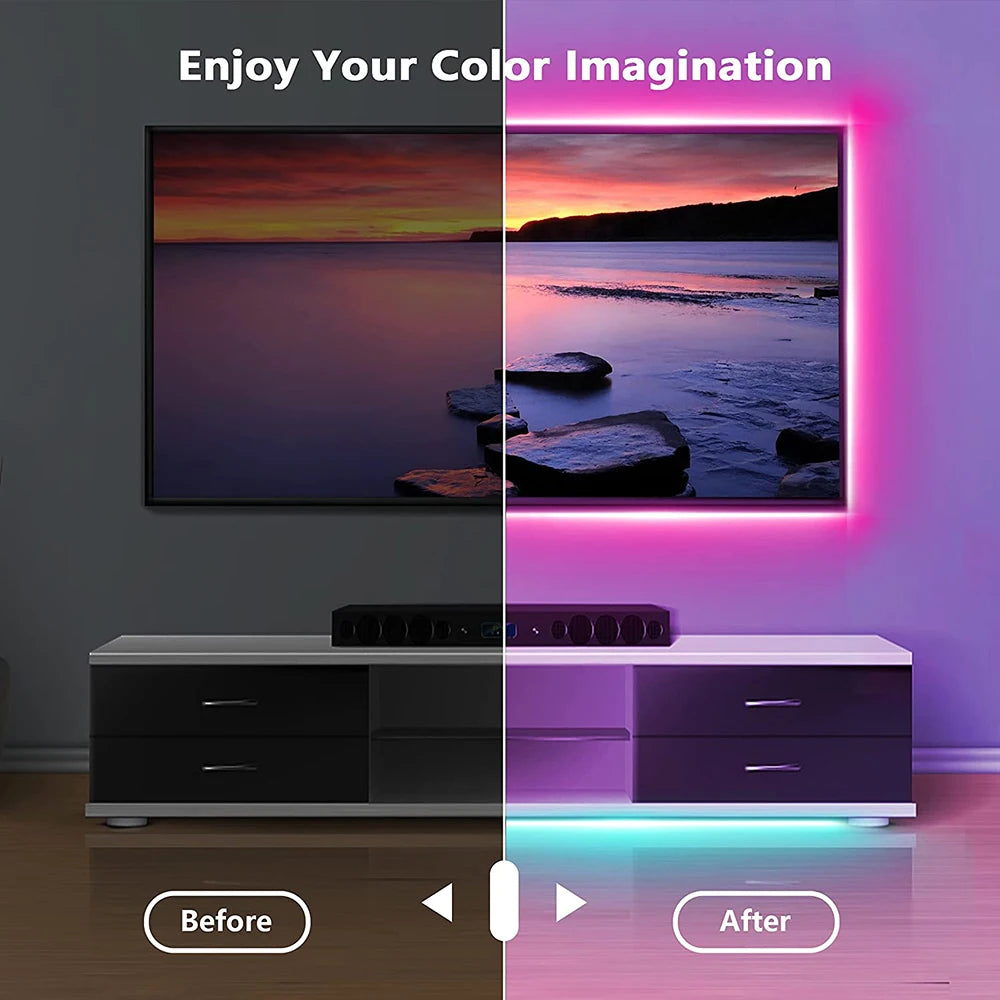 Mikenoon RGB LED Strip Lights 5V USB - SMD5050 RGB Color Changing, 100,000+ Hour Lifespan, Smart Bedroom TV Backlight (Non-Waterproof)