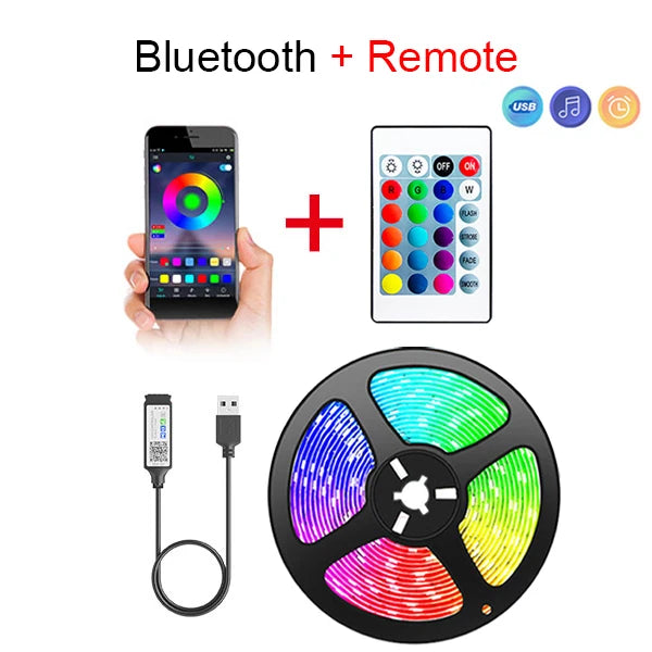 Mikenoon RGB LED Strip Lights 5V USB - SMD5050 RGB Color Changing, 100,000+ Hour Lifespan, Smart Bedroom TV Backlight (Non-Waterproof)