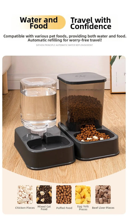 Automatic Pet Feeder & Water Dispenser — Large Capacity Food & Water Station for Cats & Dogs