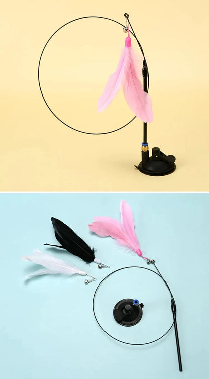 Interactive Cat Feather Toy — Suction Cup Wand for Hands-Free Play