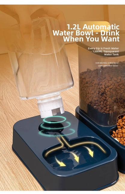 Automatic Pet Feeder & Water Dispenser — Large Capacity Food & Water Station for Cats & Dogs