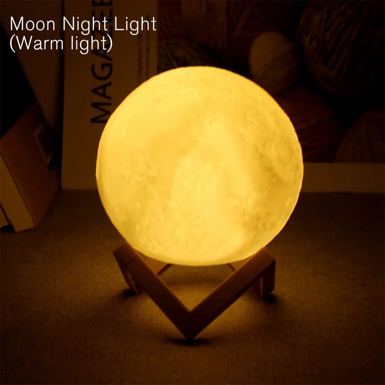 Mini Moon Lamp Night Light — Soft LED Bedroom Light (7 Color Modes)