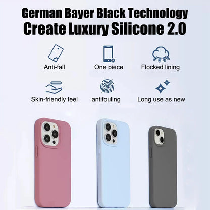 Luxury Liquid Silicone iPhone Case – Shockproof Slim Cover for iPhone 11–16 Pro Max & Plus