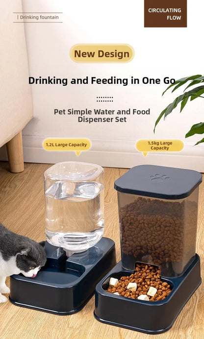 Automatic Pet Feeder & Water Dispenser — Large Capacity Food & Water Station for Cats & Dogs