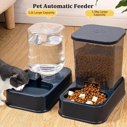 Automatic Pet Feeder & Water Dispenser — Large Capacity Food & Water Station for Cats & Dogs