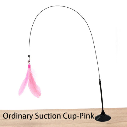 Interactive Cat Feather Toy — Suction Cup Wand for Hands-Free Play