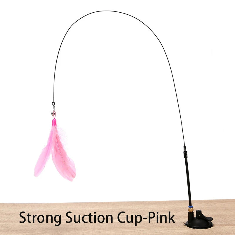 Interactive Cat Feather Toy — Suction Cup Wand for Hands-Free Play