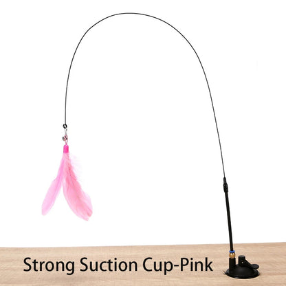 Interactive Cat Feather Toy — Suction Cup Wand for Hands-Free Play