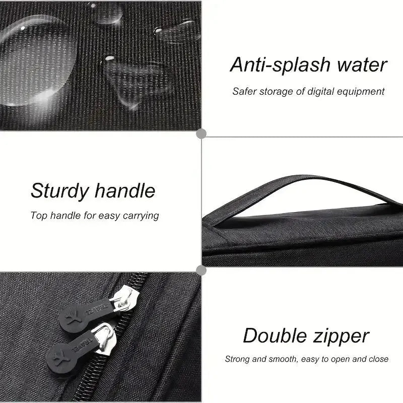 Waterproof Cable Storage Bag – Portable Electronic Organizer for Chargers, Cables & Accessories