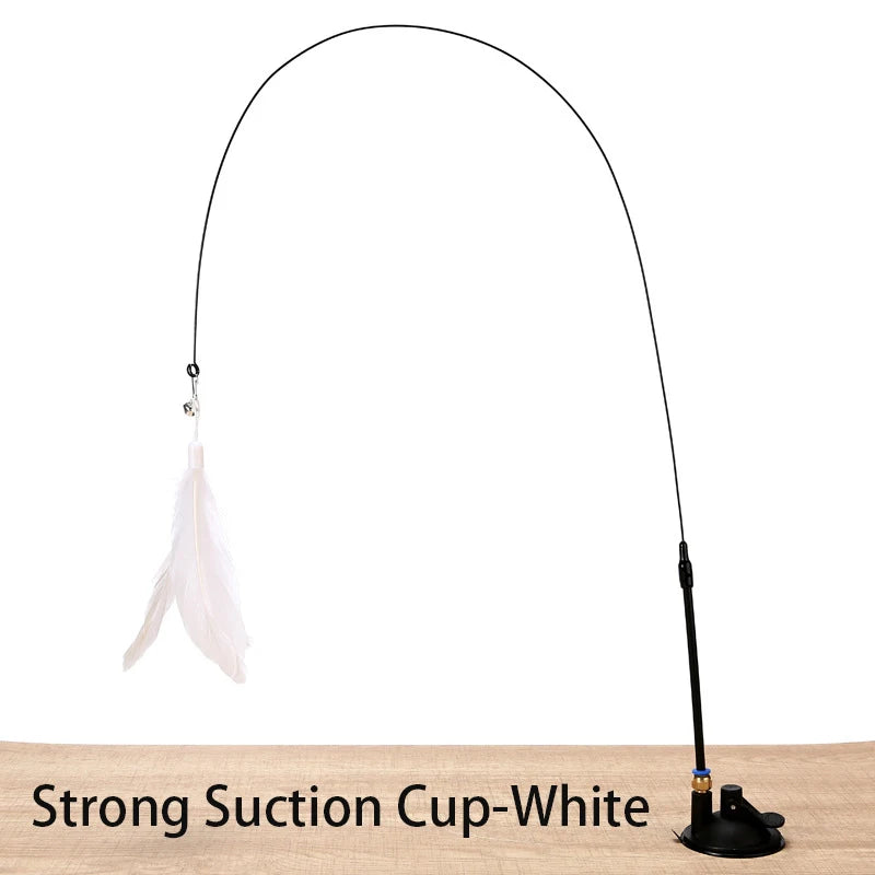 Interactive Cat Feather Toy — Suction Cup Wand for Hands-Free Play