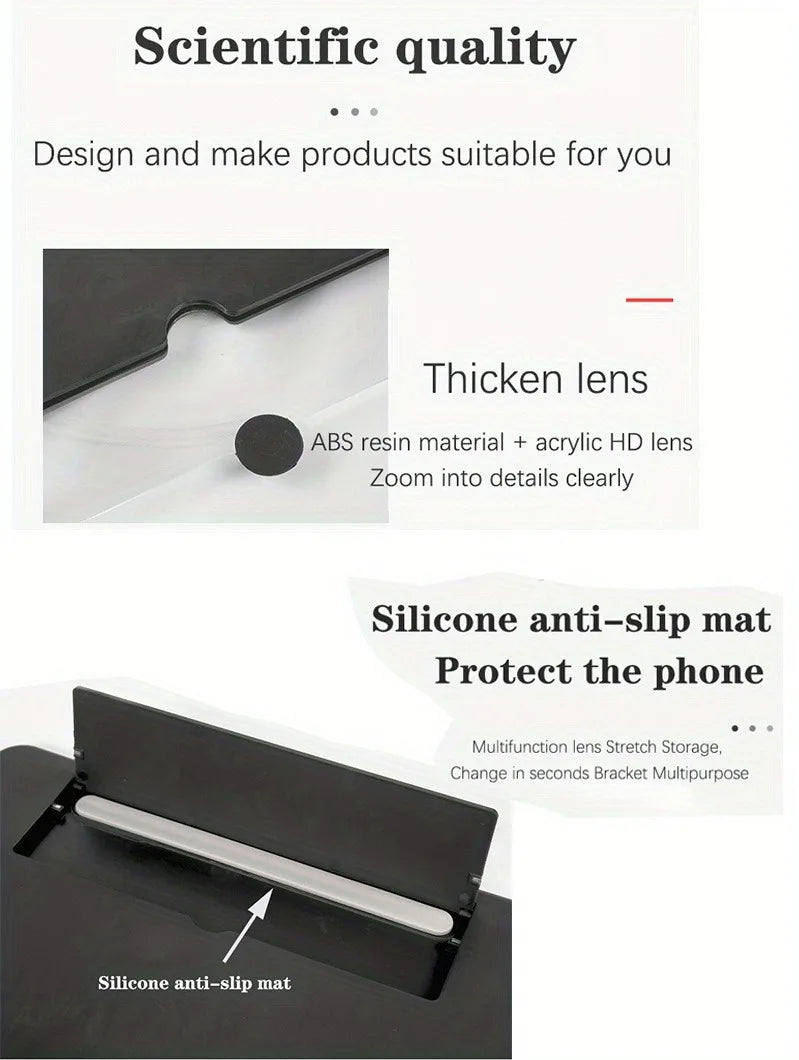12” HD Phone Screen Amplifier – Anti-Blue Light Screen Magnifier for Clear, Comfortable Viewing