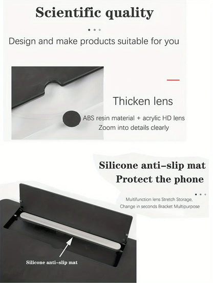 12” HD Phone Screen Amplifier – Anti-Blue Light Screen Magnifier for Clear, Comfortable Viewing