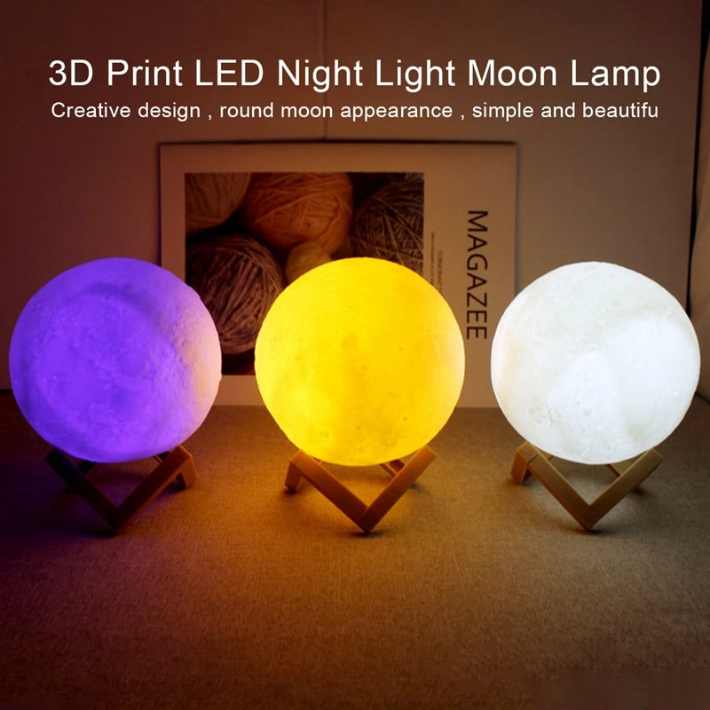 Mini Moon Lamp Night Light — Soft LED Bedroom Light (7 Color Modes)
