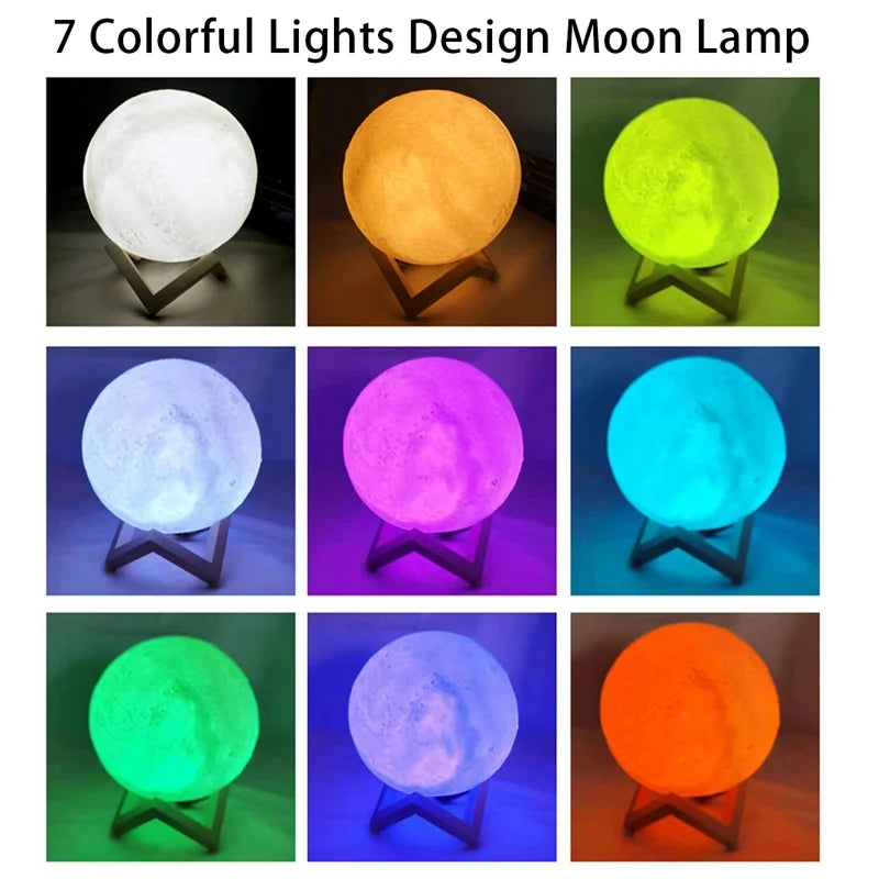 Mini Moon Lamp Night Light — Soft LED Bedroom Light (7 Color Modes)