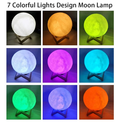 Mini Moon Lamp Night Light — Soft LED Bedroom Light (7 Color Modes)
