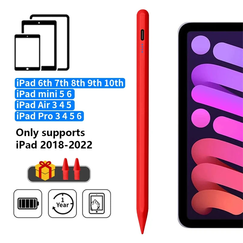 Stylus Pen for iPad – Palm Rejection, Power Display & Precision Drawing (Apple Pencil Compatible)