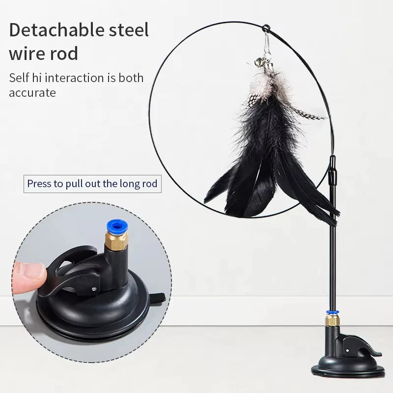 Interactive Cat Feather Toy — Suction Cup Wand for Hands-Free Play