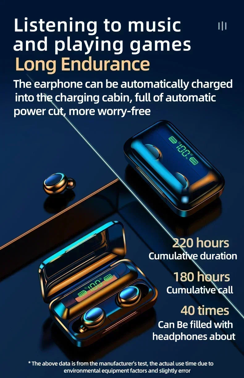 TWS F9-5 Wireless Earbuds – Bluetooth 5.3 HiFi Stereo Sound, Waterproof Sports Earphones with Mic