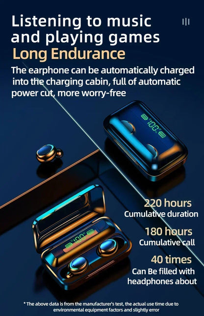 TWS F9-5 Wireless Earbuds – Bluetooth 5.3 HiFi Stereo Sound, Waterproof Sports Earphones with Mic