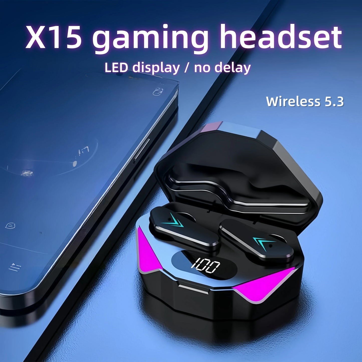 X15 TWS Wireless Earbuds – LED Display, Deep Bass & Low Latency Audio