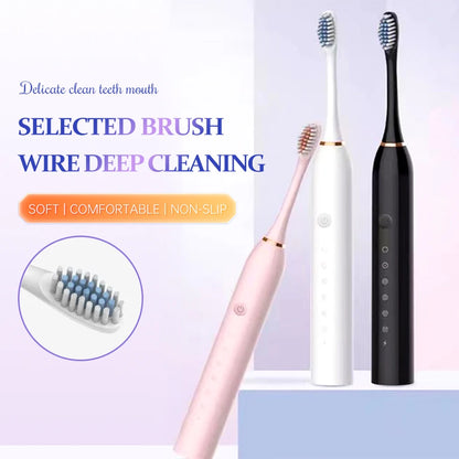 Electric Ultrasonic Toothbrush Set – 6 Cleaning Modes, USB Rechargeable & Waterproof