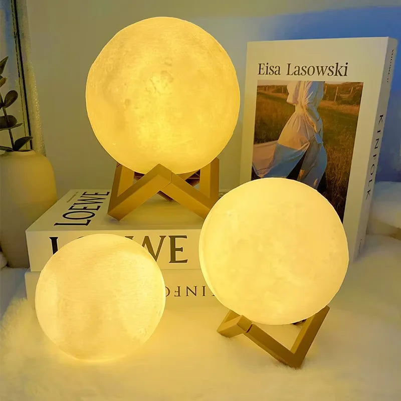 Mini Moon Lamp Night Light — Soft LED Bedroom Light (7 Color Modes)