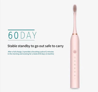 Electric Ultrasonic Toothbrush Set – 6 Cleaning Modes, USB Rechargeable & Waterproof