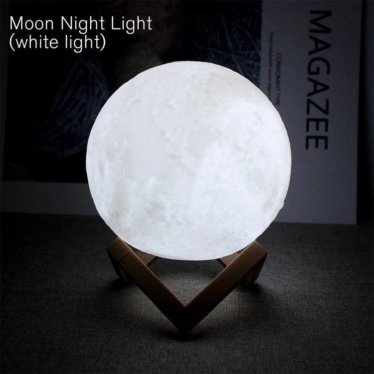 Mini Moon Lamp Night Light — Soft LED Bedroom Light (7 Color Modes)
