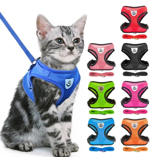 Adjustable Cat/Dog Harness & Leash Set — Safe, Comfortable Outdoor Walking Vest