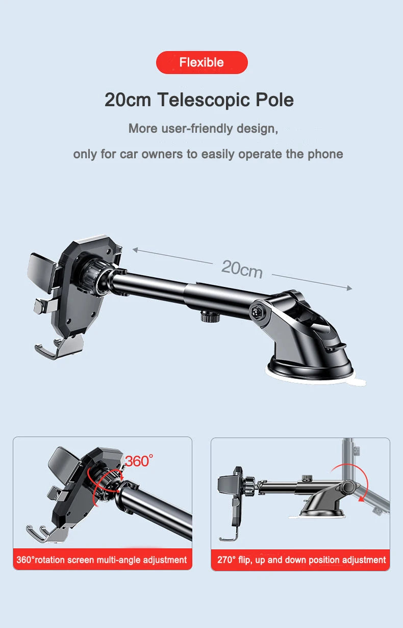360° Adjustable Car Phone Holder – Strong Suction Dashboard & Windshield Mount for All 4.0–7” Phones (2026 Upgrade)