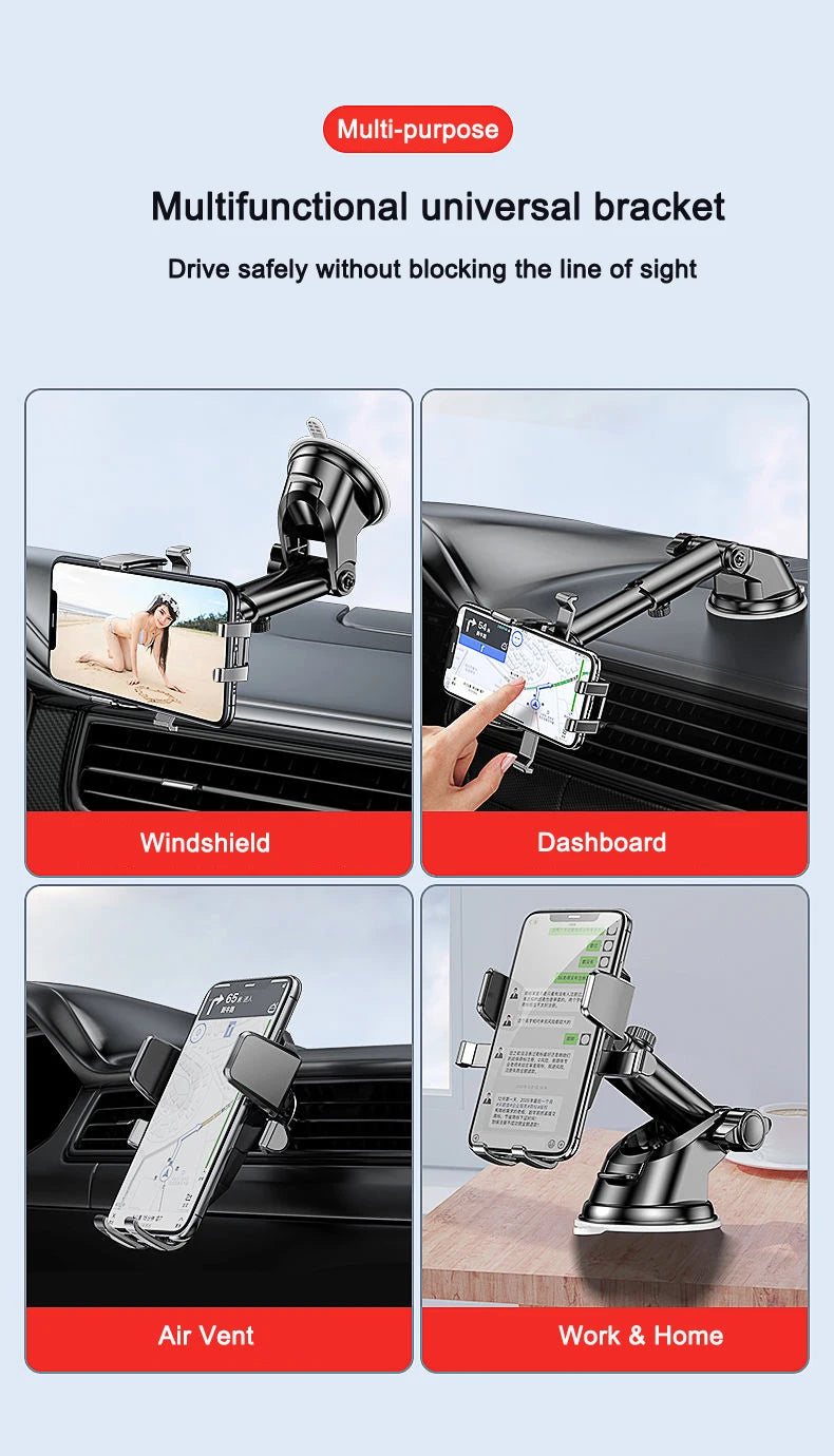 360° Adjustable Car Phone Holder – Strong Suction Dashboard & Windshield Mount for All 4.0–7” Phones (2026 Upgrade)