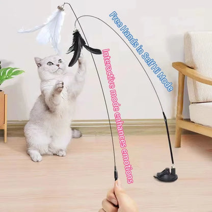 Interactive Cat Feather Toy — Suction Cup Wand for Hands-Free Play