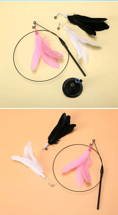 Interactive Cat Feather Toy — Suction Cup Wand for Hands-Free Play