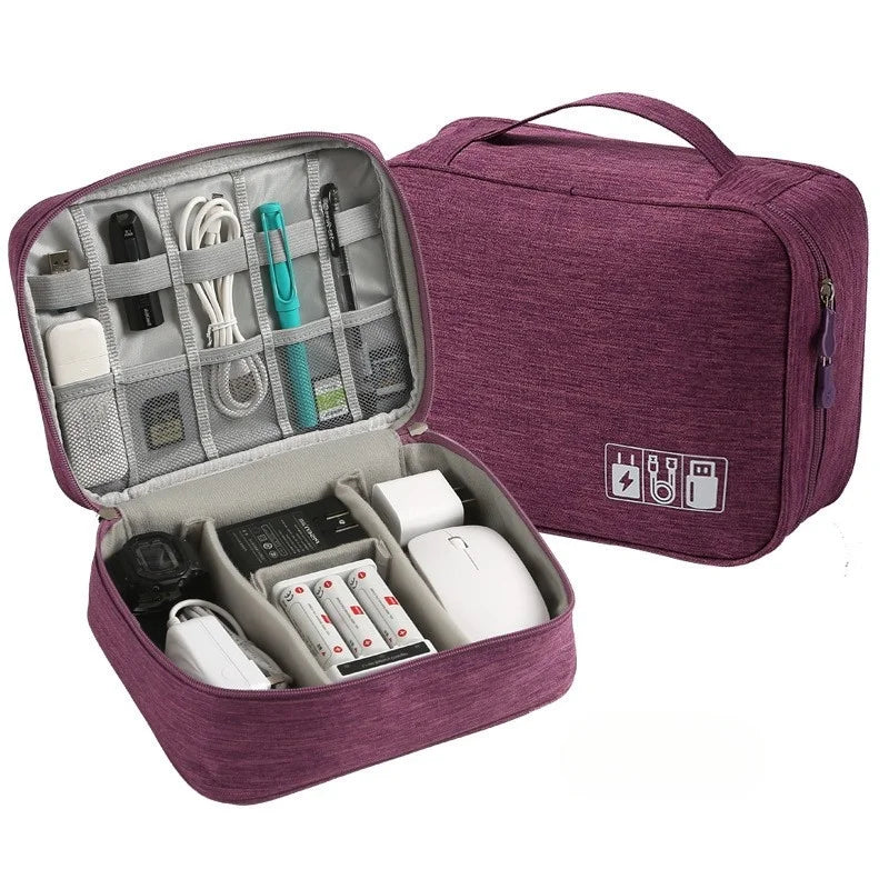 Waterproof Cable Storage Bag – Portable Electronic Organizer for Chargers, Cables & Accessories