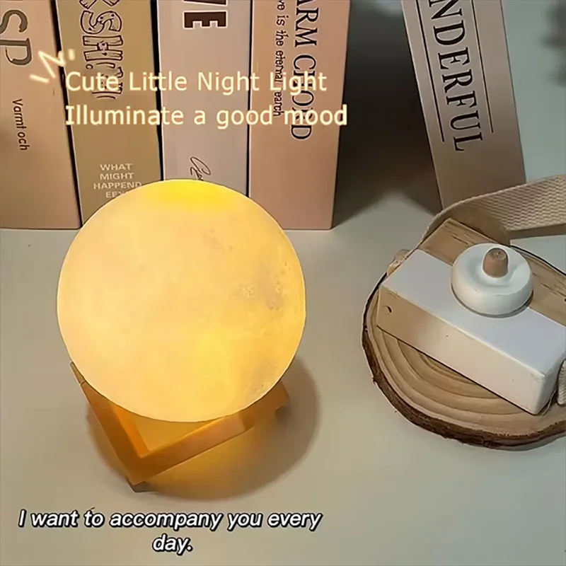 Mini Moon Lamp Night Light — Soft LED Bedroom Light (7 Color Modes)