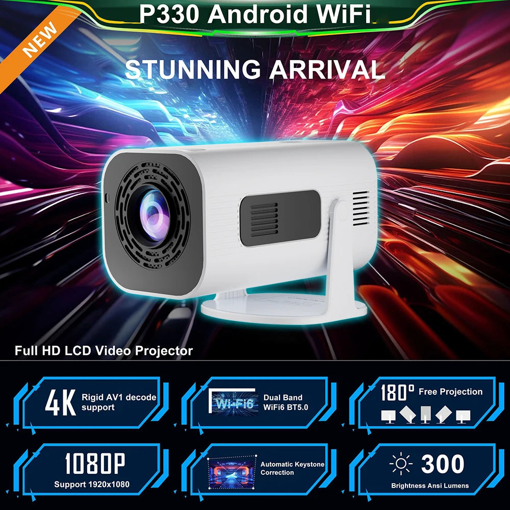 Salange P330 Mini Projector — 1080P HD Portable Smart Projector with WiFi & Bluetooth