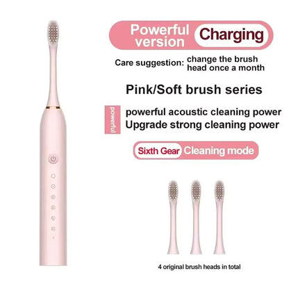 Electric Ultrasonic Toothbrush Set – 6 Cleaning Modes, USB Rechargeable & Waterproof