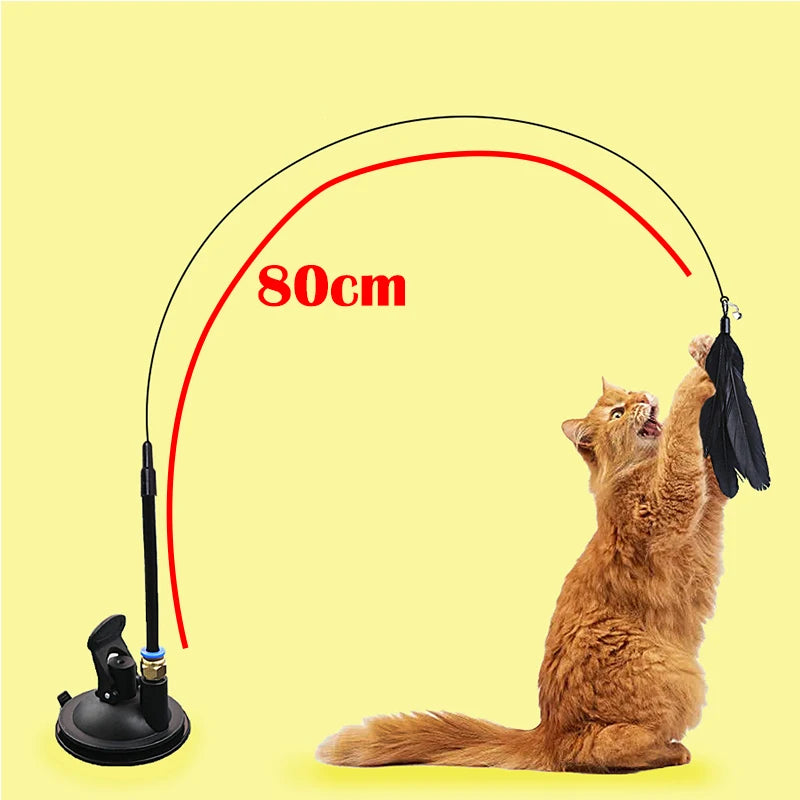 Interactive Cat Feather Toy — Suction Cup Wand for Hands-Free Play